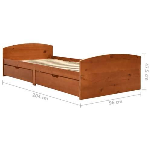 Okvir za krevet s 2 ladice boja meda 90x200 cm masivna borovina - boja meda Cijena