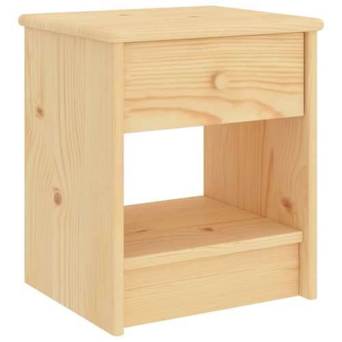 Noćni ormarić boja drva 35 x 30 x 40 cm od masivne borovine - Svijetlo drvo 1 Cijena