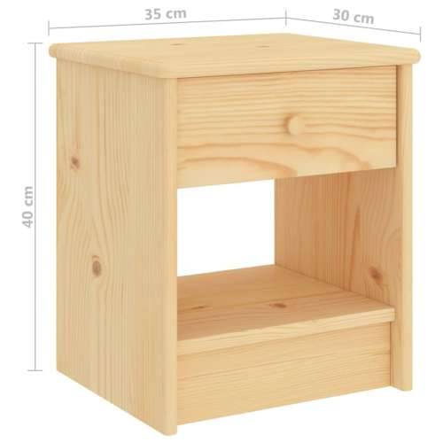Noćni ormarić boja drva 35 x 30 x 40 cm od masivne borovine - Svijetlo drvo 1 Cijena