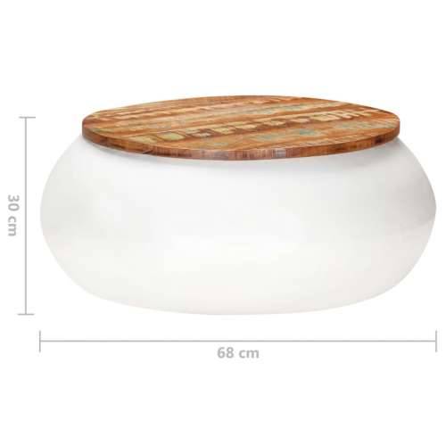 Stolić za kavu bijeli 68x68x30 cm od masivnog obnovljenog drva - Bijela 68 x 30 cm 1 Cijena