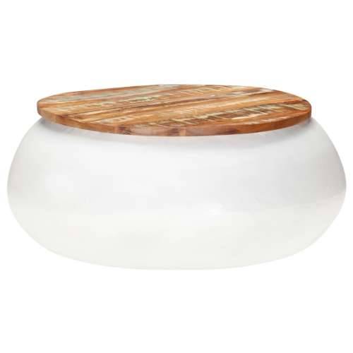 Stolić za kavu bijeli 68x68x30 cm od masivnog obnovljenog drva - Bijela 68 x 30 cm 1 Cijena