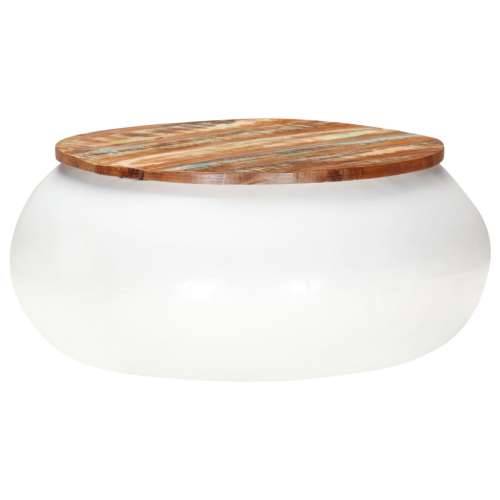Stolić za kavu bijeli 68x68x30 cm od masivnog obnovljenog drva - Bijela 68 x 30 cm 1 Cijena