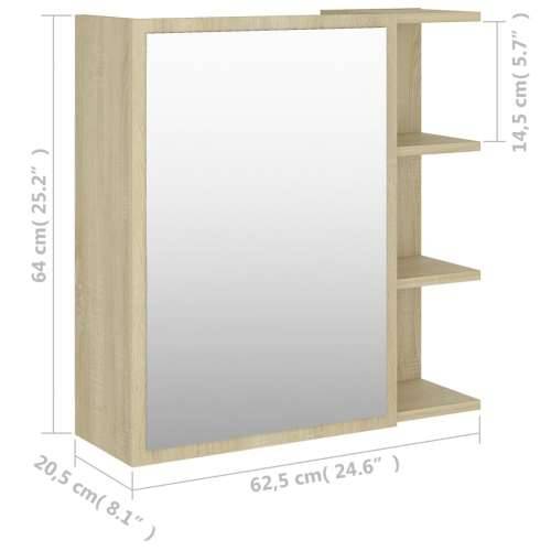Kupaonski ormarić s ogledalom boja hrasta 62,5x20,5x64cm drveni - sonoma hrast 1 Cijena