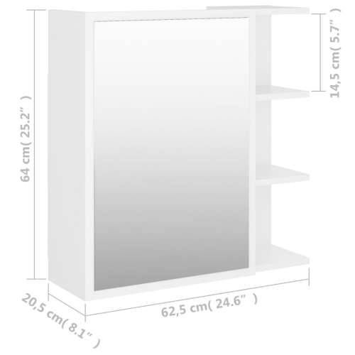 Kupaonski ormarić s ogledalom bijeli 62,5 x 20,5 x 64 cm drveni - Bijela 1 Cijena