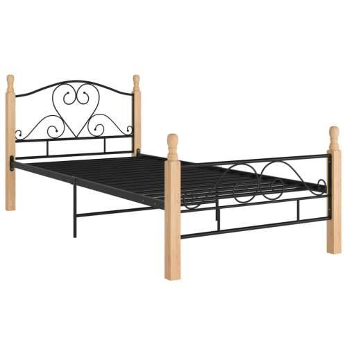 Okvir kreveta crni metalni 90 x 200 cm - crna i svijetla boja drva 90 x 200 cm Cijena