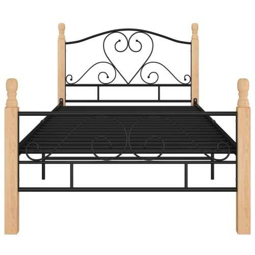 Okvir kreveta crni metalni 90 x 200 cm - crna i svijetla boja drva 90 x 200 cm Cijena