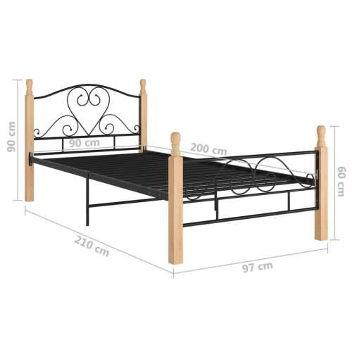 Okvir kreveta crni metalni 90 x 200 cm - crna i svijetla boja drva 90 x 200 cm Cijena