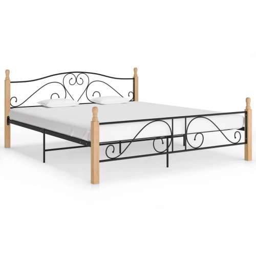 Okvir kreveta crni metalni 180 x 200 cm - crna i svijetla boja drva 180 x 200 cm Cijena