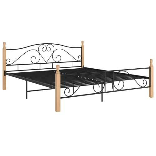 Okvir kreveta crni metalni 180 x 200 cm - crna i svijetla boja drva 180 x 200 cm Cijena