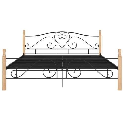 Okvir kreveta crni metalni 180 x 200 cm - crna i svijetla boja drva 180 x 200 cm Cijena