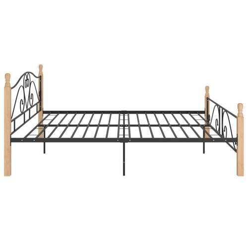 Okvir kreveta crni metalni 180 x 200 cm - crna i svijetla boja drva 180 x 200 cm Cijena