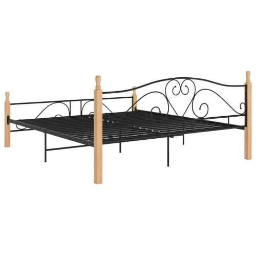 Okvir kreveta crni metalni 180 x 200 cm - crna i svijetla boja drva 180 x 200 cm Cijena