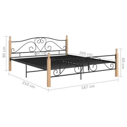 Okvir kreveta crni metalni 180 x 200 cm - crna i svijetla boja drva 180 x 200 cm Cijena