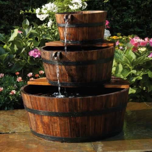 Ubbink vrtna fontana s vodopadom i setom od 3 drvene bačve Cijena