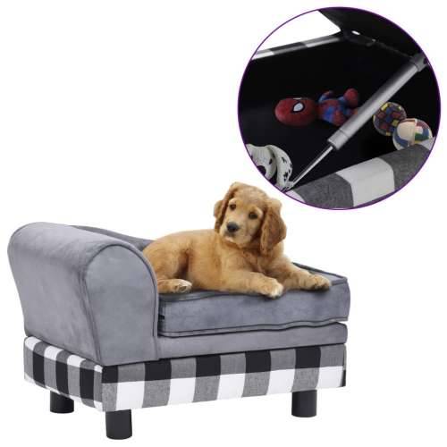 Sofa za pse siva 57 x 34 x 36 cm plišana - Siva i crna Cijena