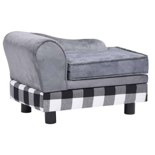 Sofa za pse siva 57 x 34 x 36 cm plišana - Siva i crna Cijena