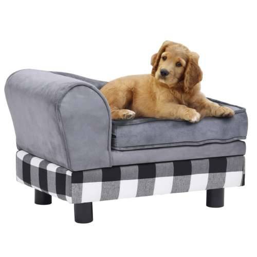 Sofa za pse siva 57 x 34 x 36 cm plišana - Siva i crna Cijena