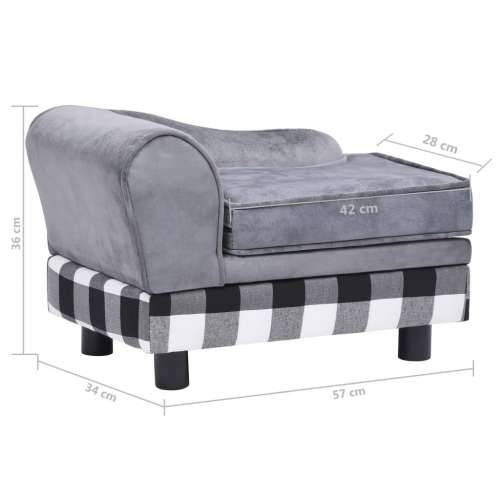 Sofa za pse siva 57 x 34 x 36 cm plišana - Siva i crna Cijena