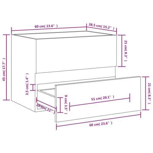 Ormarić za umivaonik bijeli 60 x 38,5 x 45 cm konstruirano drvo Cijena