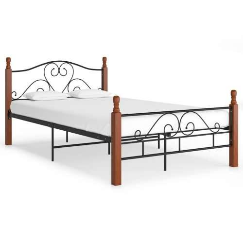 Okvir kreveta crni metalni 120 x 200 cm - crna i tamna boja drva 120 x 200 cm Cijena