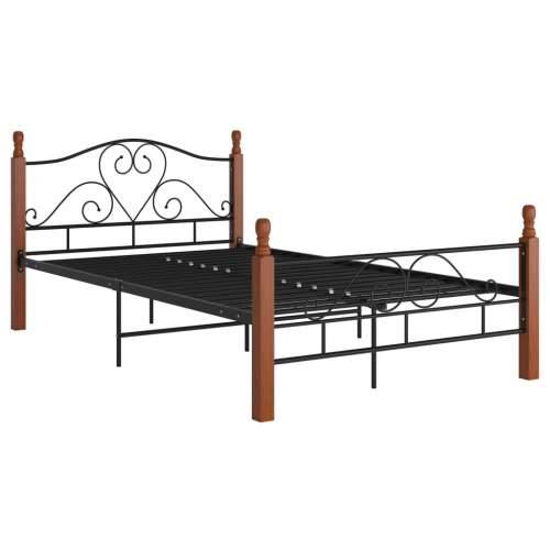 Okvir kreveta crni metalni 120 x 200 cm - crna i tamna boja drva 120 x 200 cm Cijena