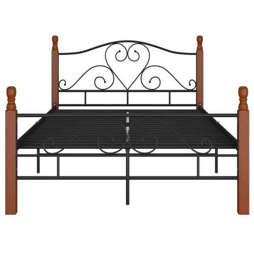 Okvir kreveta crni metalni 120 x 200 cm - crna i tamna boja drva 120 x 200 cm Cijena