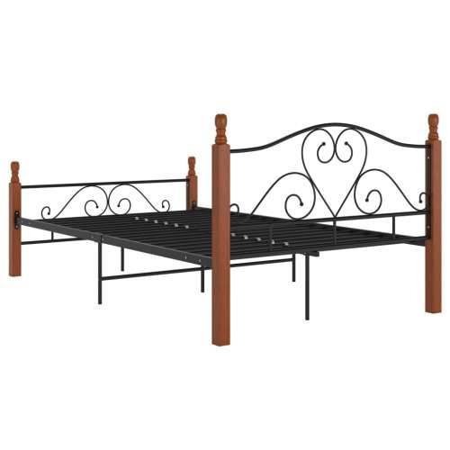Okvir kreveta crni metalni 120 x 200 cm - crna i tamna boja drva 120 x 200 cm Cijena
