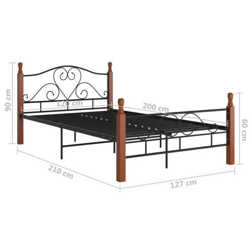 Okvir kreveta crni metalni 120 x 200 cm - crna i tamna boja drva 120 x 200 cm Cijena