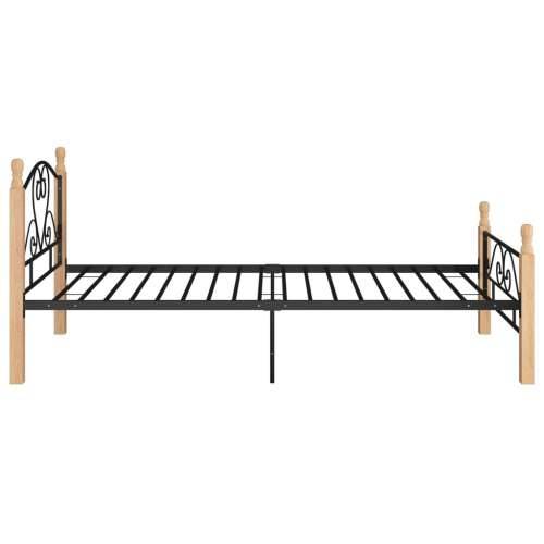 Okvir kreveta crni metalni 100 x 200 cm - crna i svijetla boja drva 100 x 200 cm Cijena