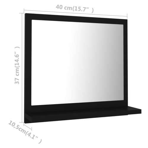 Kupaonsko ogledalo crno 40 x 10,5 x 37 cm konstruirano drvo - Crna 40 x 10.5 x 37 cm 1 Cijena