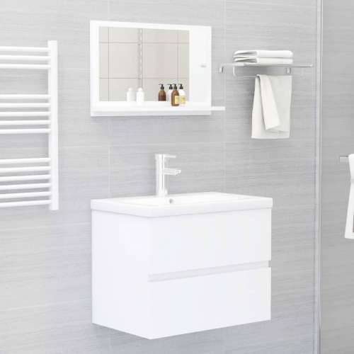 Kupaonsko ogledalo bijelo 60 x 10,5 x 37 cm konstruirano drvo - Bijela 60 x 10.5 x 37 cm 1 Cijena