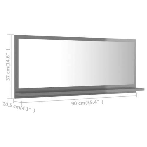 Kupaonsko ogledalo sjajno sivo 90x10,5x37 cm konstruirano drvo Cijena