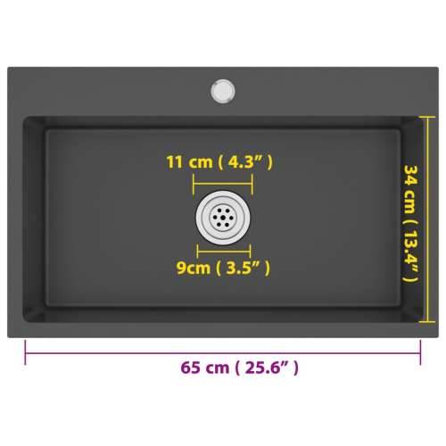 Ručno rađeni kuhinjski sudoper crni od nehrđajućeg čelika Crna 70 x 44 x 20 cm (s otvorom za slavinu) Cijena