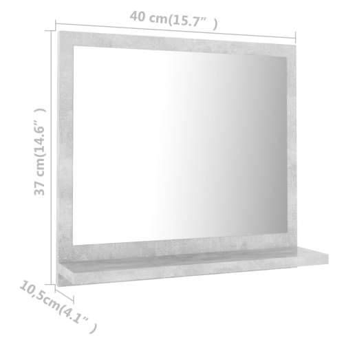 Kupaonsko ogledalo boja betona 40x10,5x37 cm konstruirano drvo - Beton siva 40 x 10.5 x 37 cm 1 Cijena