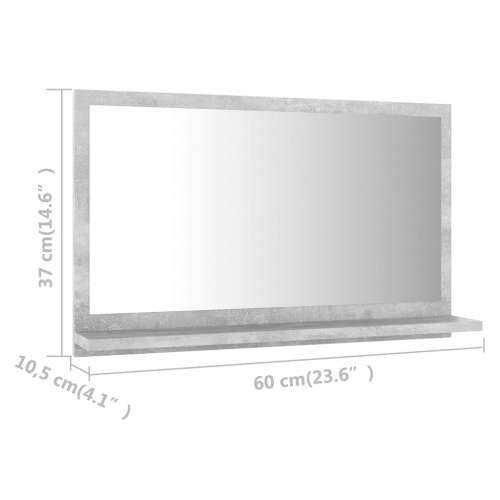Kupaonsko ogledalo boja betona 60x10,5x37 cm konstruirano drvo - Beton siva 60 x 10.5 x 37 cm 1 Cijena