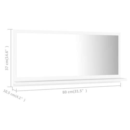 Kupaonsko ogledalo bijelo 80 x 10,5 x 37 cm konstruirano drvo Cijena