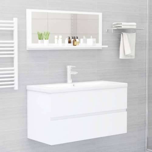 Kupaonsko ogledalo bijelo 90 x 10,5 x 37 cm konstruirano drvo - Bijela 90 x 10.5 x 37 cm 1 Cijena