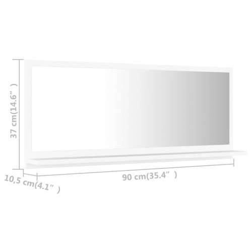 Kupaonsko ogledalo bijelo 90 x 10,5 x 37 cm konstruirano drvo - Bijela 90 x 10.5 x 37 cm 1 Cijena