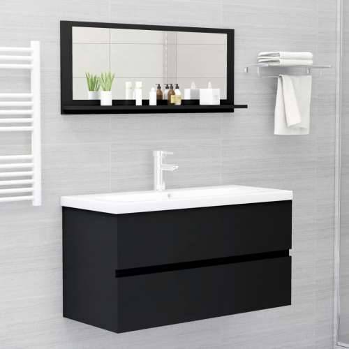Kupaonsko ogledalo crno 90 x 10,5 x 37 cm konstruirano drvo - Crna 90 x 10.5 x 37 cm 1 Cijena