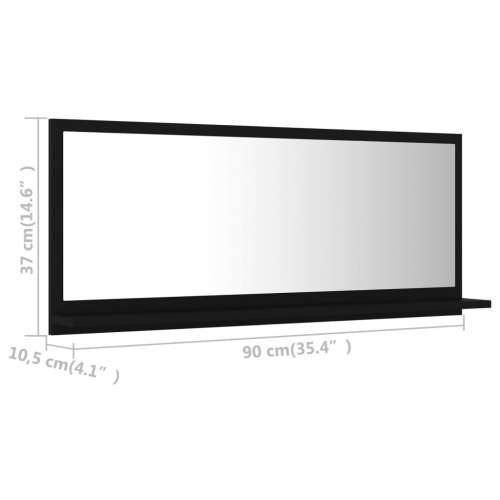 Kupaonsko ogledalo crno 90 x 10,5 x 37 cm konstruirano drvo - Crna 90 x 10.5 x 37 cm 1 Cijena