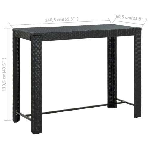 Vrtni barski stol crni 140,5 x 60,5 x 110,5 cm od poliratana Cijena