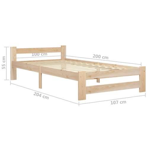 Okvir za krevet od masivne borovine 100 x 200 cm - Svjetlosmeđa 100 x 200 cm Cijena