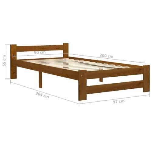 Okvir za krevet od masivne borovine boja meda 90 x 200 cm - boja meda 90 x 200 cm Cijena