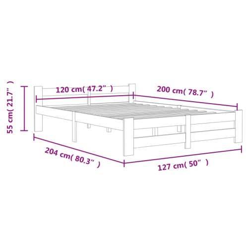 Okvir za krevet od masivne borovine tamnosivi 120 x 200 cm Cijena