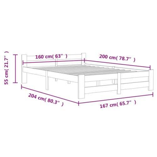 Okvir za krevet od masivne borovine tamnosivi 160 x 200 cm Cijena