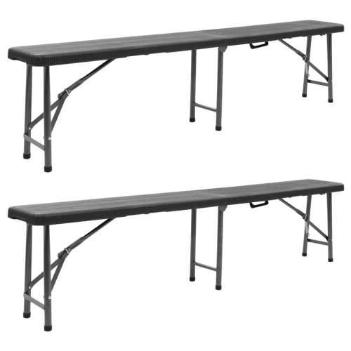 Sklopive vrtne klupe 2 kom 180 cm HDPE crne - Crna 2 1 Cijena