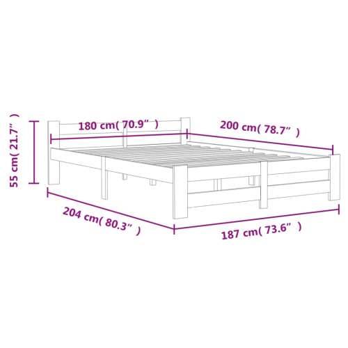 Okvir za krevet od masivne borovine tamnosivi 180 x 200 cm Cijena