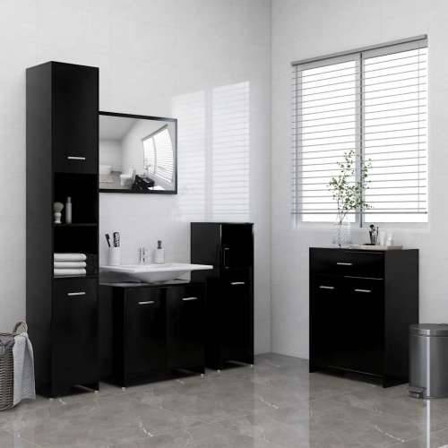 Kupaonski ormarić crni 60 x 33 x 80 cm konstruirano drvo - Crna 1 Cijena