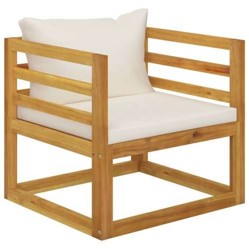 Vrtna stolica od masivnog bagremovog drva s krem jastucima