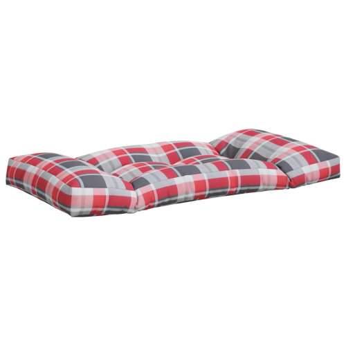 Jastuci za palete 3 kom crveni karirani od tkanine Cijena